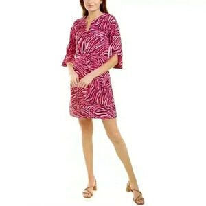 Jude Connally Megan Tunic Dress in Zebra Merlot Jude Cloth Size Small